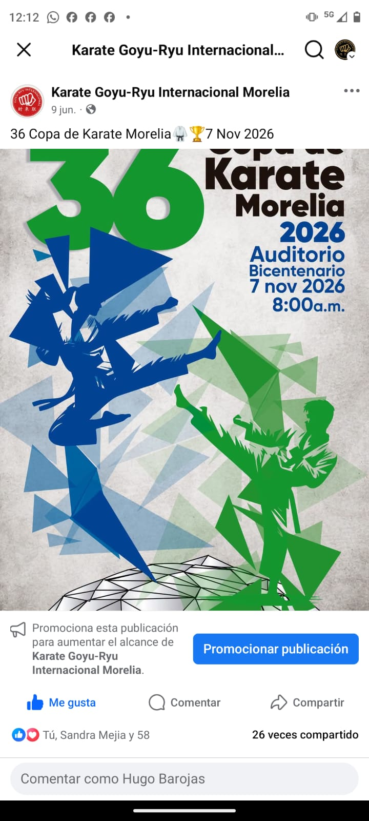 Cartel de la XXXVI Copa de Karate Morelia 2026